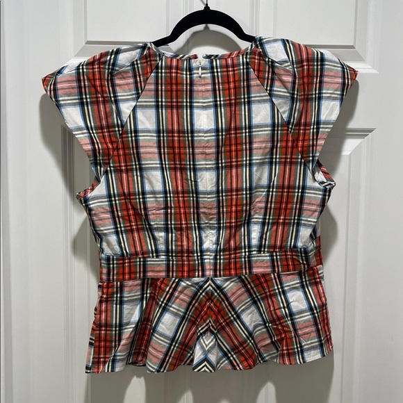 J. Crew Cap-sleeve peplum top Snowy Stewart tartan plaid Size 10 women’s preppy - Picture 7 of 8